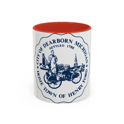Seal of Dearborn Michigan - Accent Coffee Mug 11oz Red - Go Mug Yourself