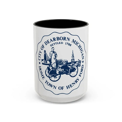 Seal of Dearborn Michigan - Accent Coffee Mug 15oz Black - Go Mug Yourself