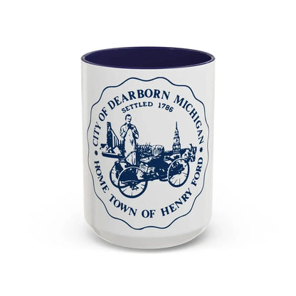 Seal of Dearborn Michigan - Accent Coffee Mug 15oz Navy - Go Mug Yourself