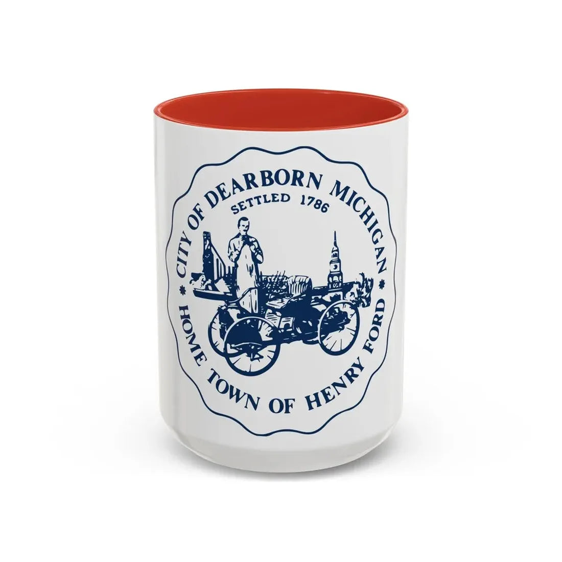 Seal of Dearborn Michigan - Accent Coffee Mug 15oz Red - Go Mug Yourself