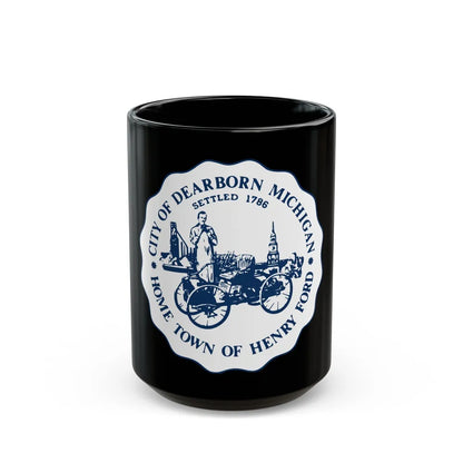 Seal of Dearborn Michigan - Black Coffee Mug-15oz-Go Mug Yourself