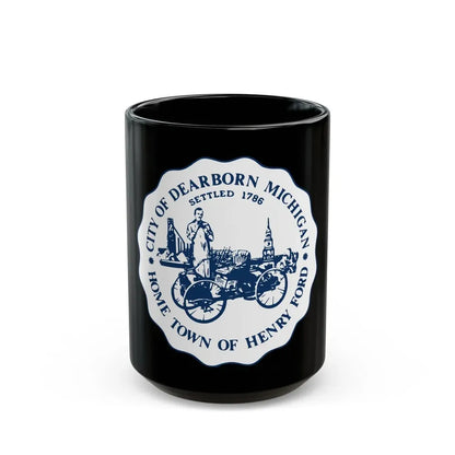 Seal of Dearborn Michigan - Black Coffee Mug 15oz - Go Mug Yourself