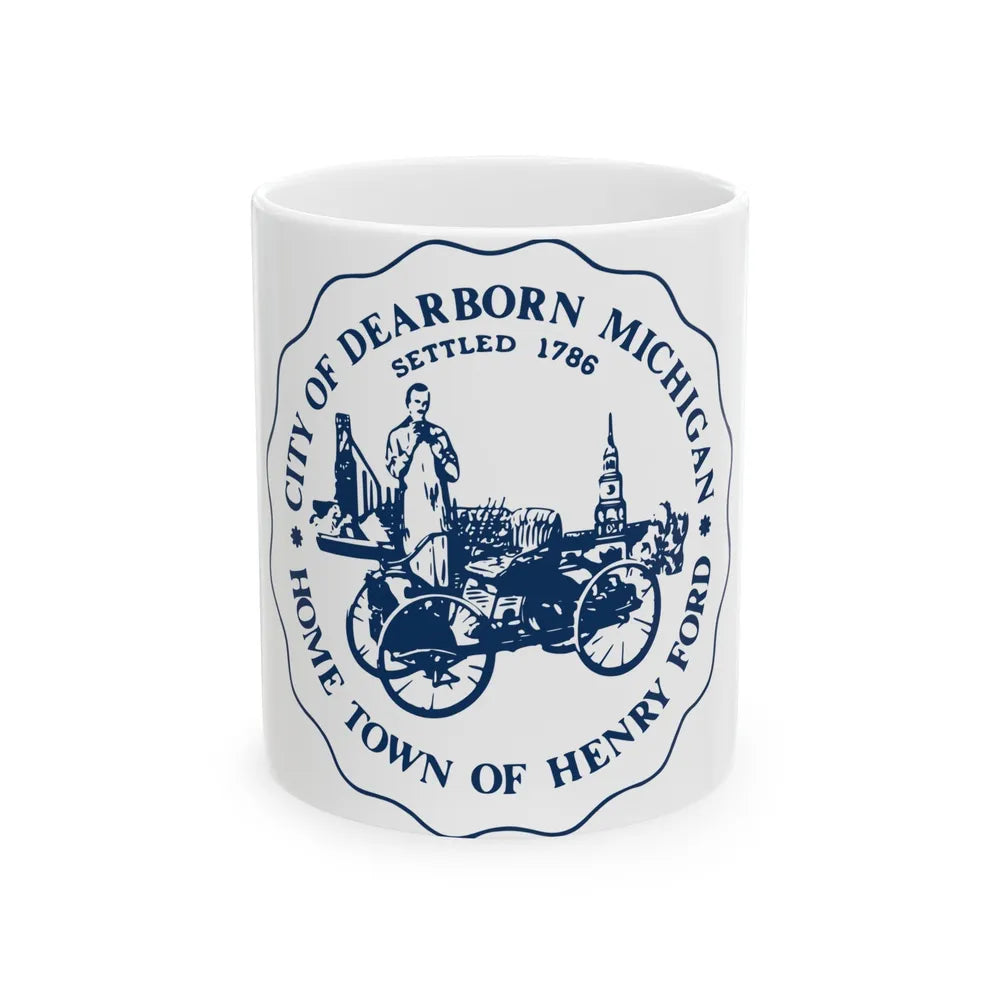 Seal of Dearborn Michigan - White Coffee Mug-11oz-Go Mug Yourself