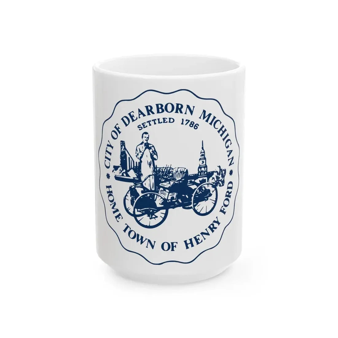 Seal of Dearborn Michigan - White Coffee Mug 15oz - Go Mug Yourself