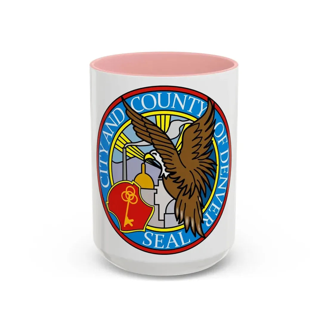Seal of Denver - Accent Coffee Mug 15oz Pink - Go Mug Yourself
