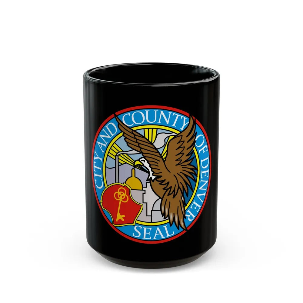 Seal of Denver - Black Coffee Mug-15oz-Go Mug Yourself