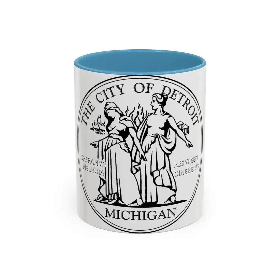 Seal of Detroit - Accent Coffee Mug 11oz Light Blue - Go Mug Yourself