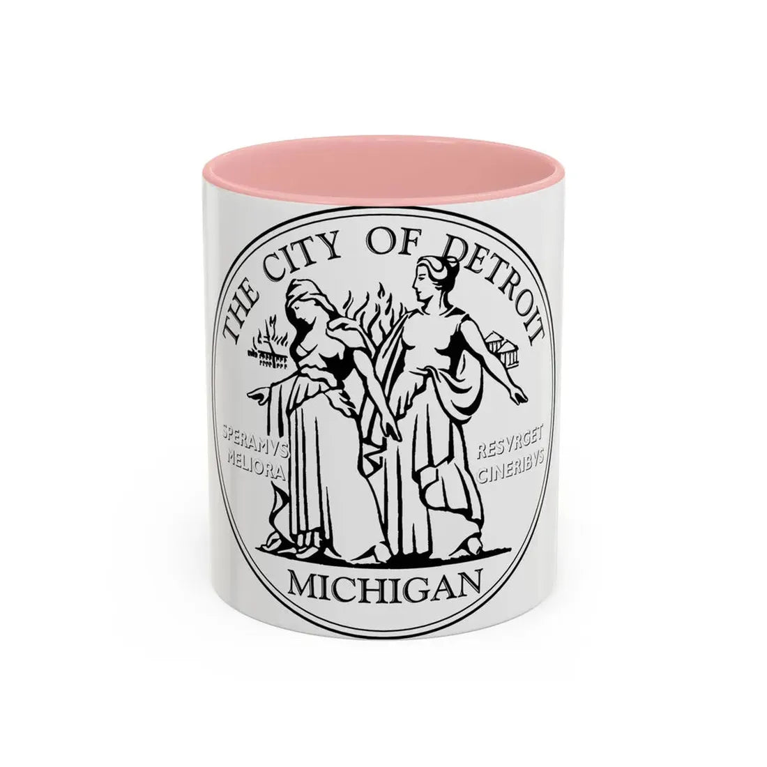 Seal of Detroit - Accent Coffee Mug 11oz Pink - Go Mug Yourself