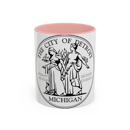 Seal of Detroit - Accent Coffee Mug 11oz Pink - Go Mug Yourself