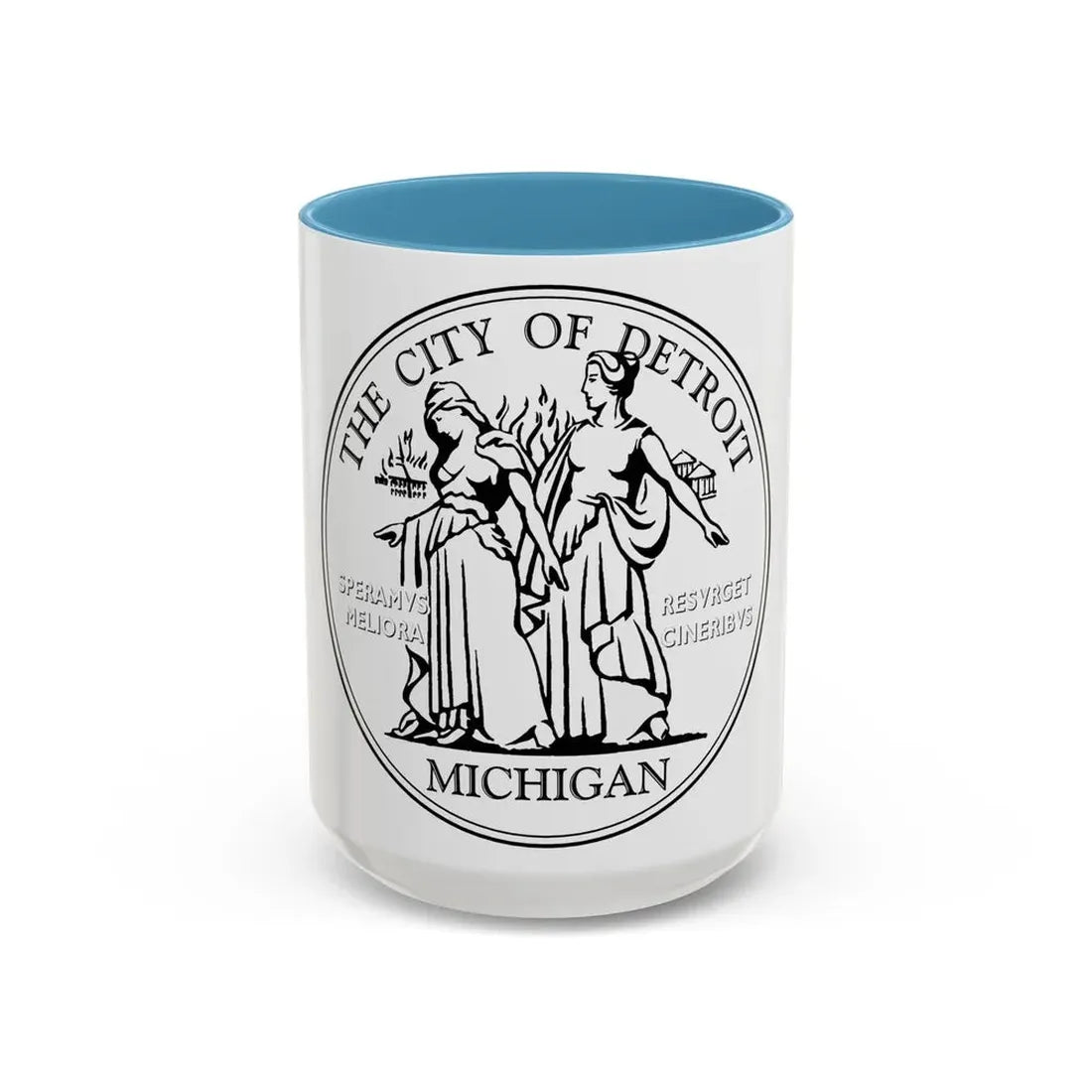 Seal of Detroit - Accent Coffee Mug 15oz Light Blue - Go Mug Yourself
