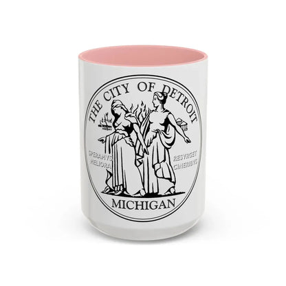 Seal of Detroit - Accent Coffee Mug 15oz Pink - Go Mug Yourself