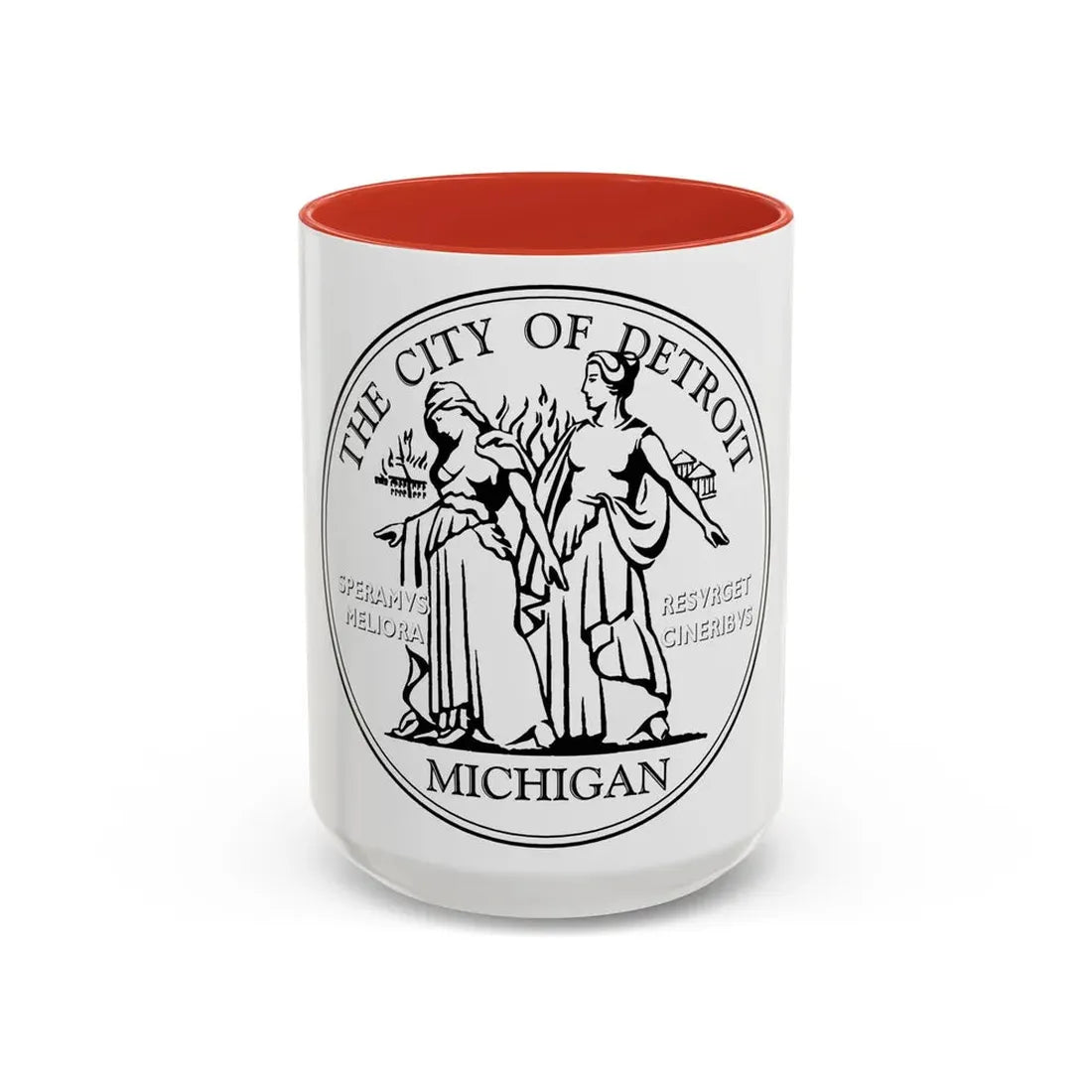 Seal of Detroit - Accent Coffee Mug 15oz Red - Go Mug Yourself