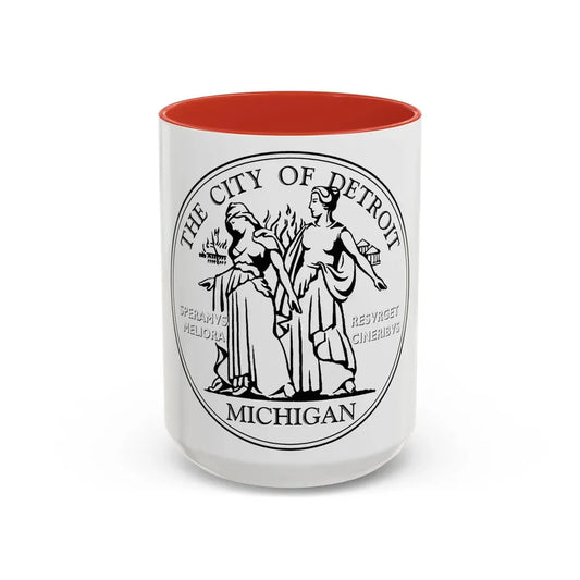 Seal of Detroit - Accent Coffee Mug 15oz Red - Go Mug Yourself