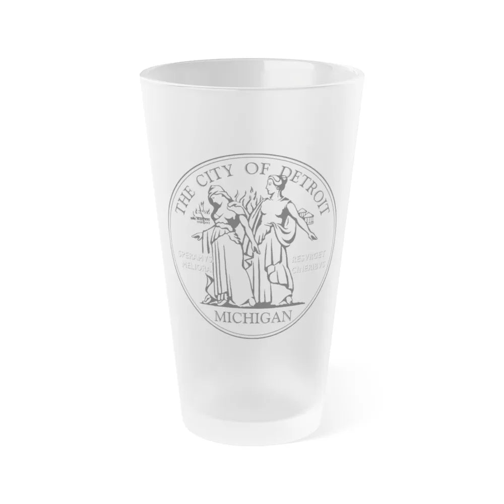 Seal of Detroit - Frosted Pint Glass 16oz-16oz-Frosted-Go Mug Yourself