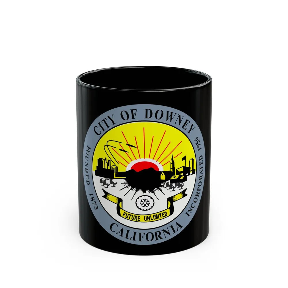 Seal of Downey California - Black Coffee Mug-11oz-Go Mug Yourself