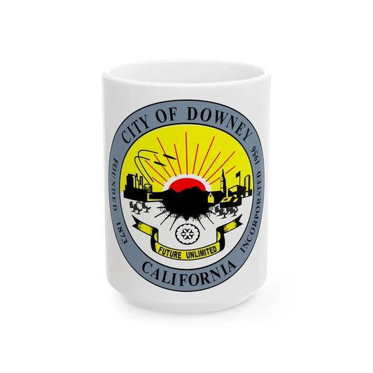 Seal of Downey California - White Coffee Mug 15oz - Go Mug Yourself