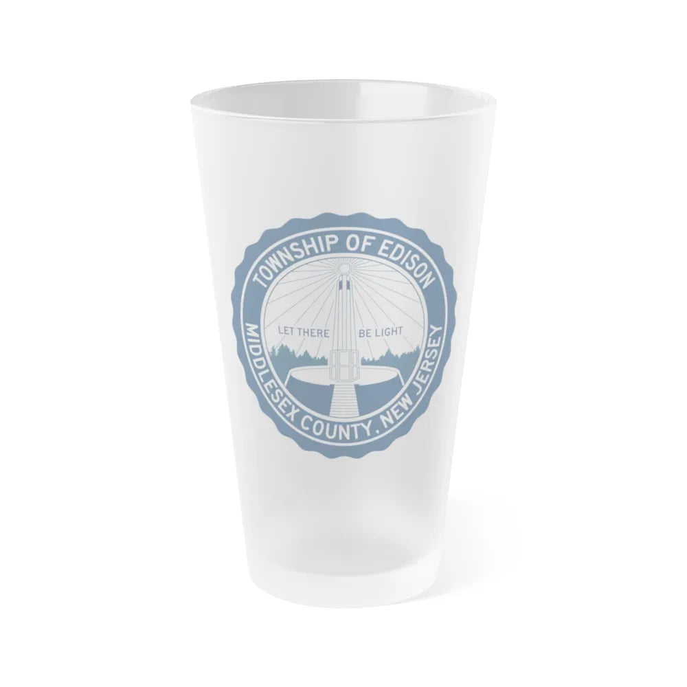 Seal of Edison NJ - Frosted Pint Glass 16oz-16oz-Frosted-Go Mug Yourself