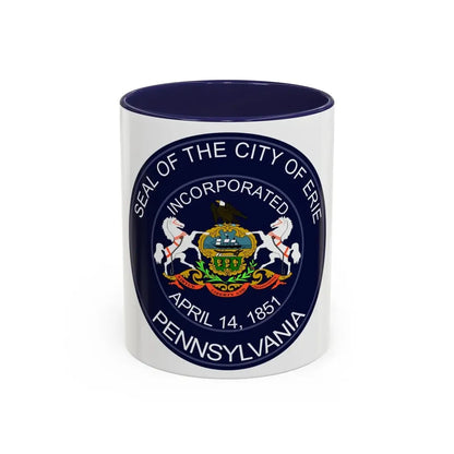 Seal of Erie Pennsylvania - Accent Coffee Mug 11oz Navy - Go Mug Yourself