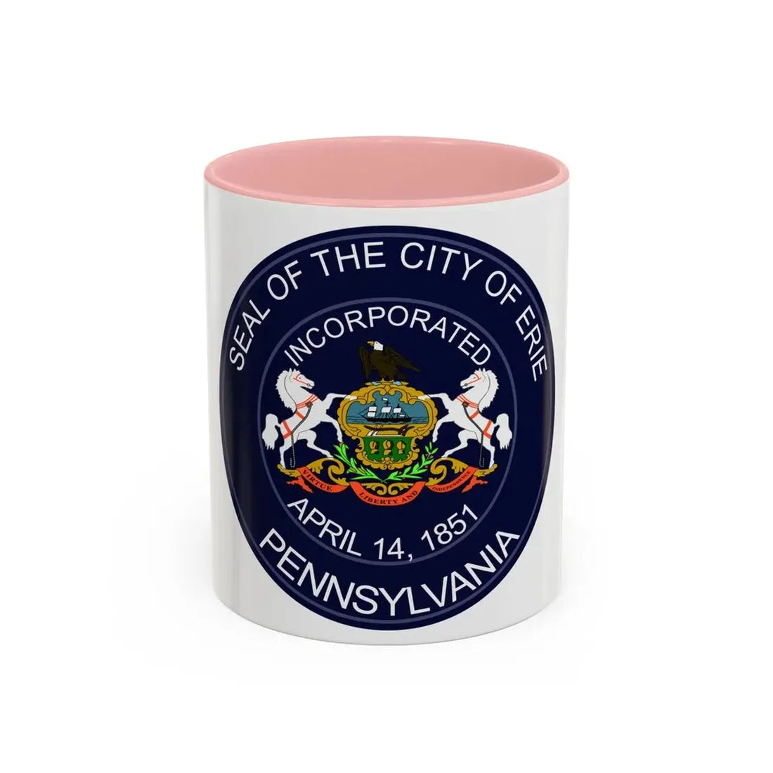 Seal of Erie Pennsylvania - Accent Coffee Mug 11oz Pink - Go Mug Yourself