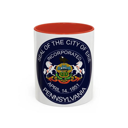 Seal of Erie Pennsylvania - Accent Coffee Mug 11oz Red - Go Mug Yourself