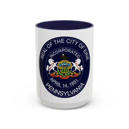Seal of Erie Pennsylvania - Accent Coffee Mug 15oz Navy - Go Mug Yourself