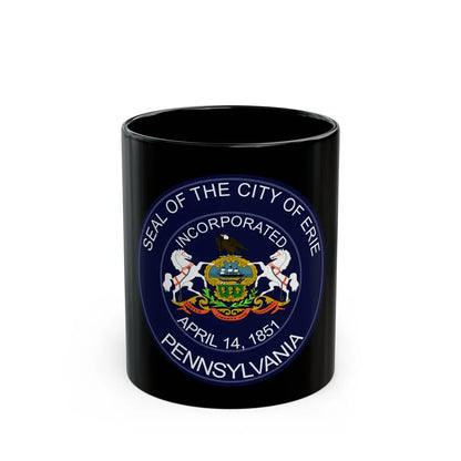 Seal of Erie Pennsylvania - Black Coffee Mug-11oz-Go Mug Yourself