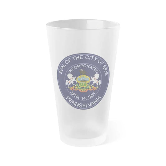 Seal of Erie Pennsylvania - Frosted Pint Glass 16oz 16oz Frosted - Go Mug Yourself