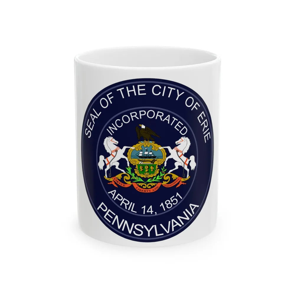 Seal of Erie Pennsylvania - White Coffee Mug-11oz-Go Mug Yourself