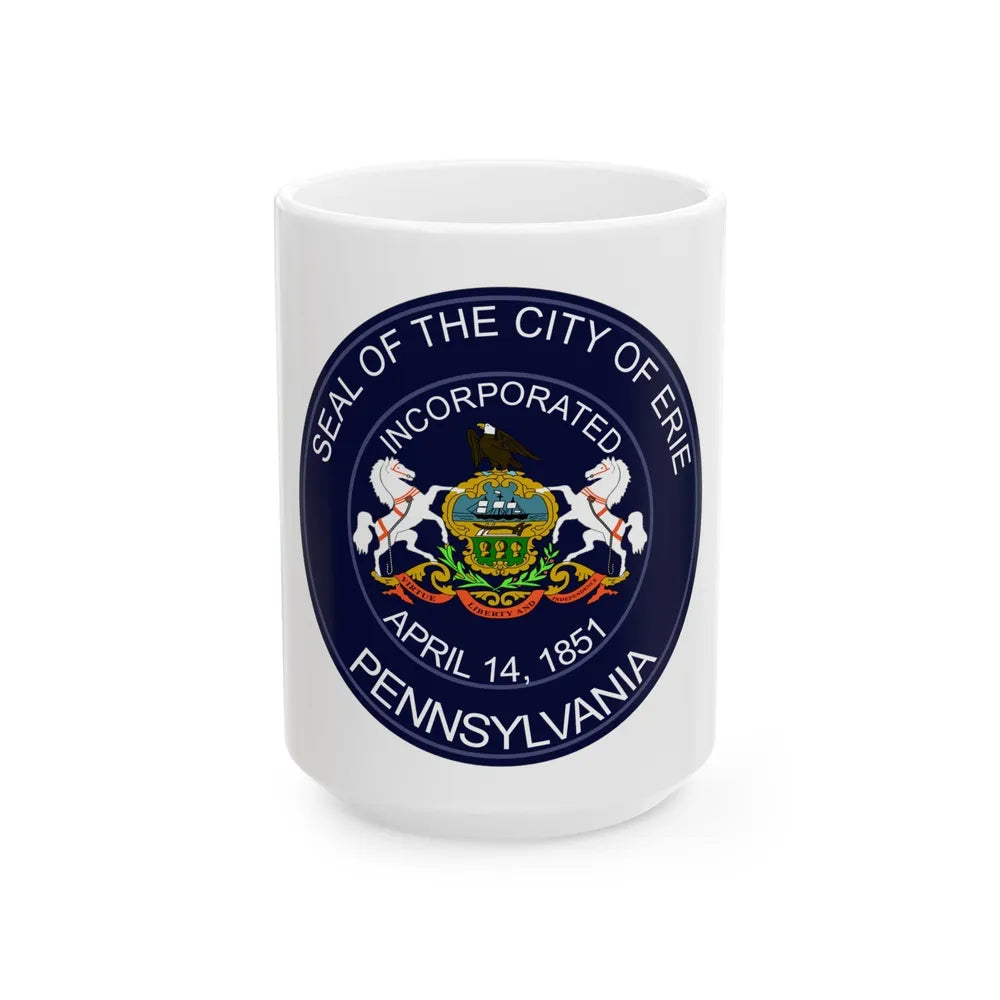 Seal of Erie Pennsylvania - White Coffee Mug-15oz-Go Mug Yourself