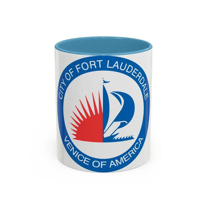 Seal of Fort Lauderdale Florida - Accent Coffee Mug 11oz Light Blue - Go Mug Yourself