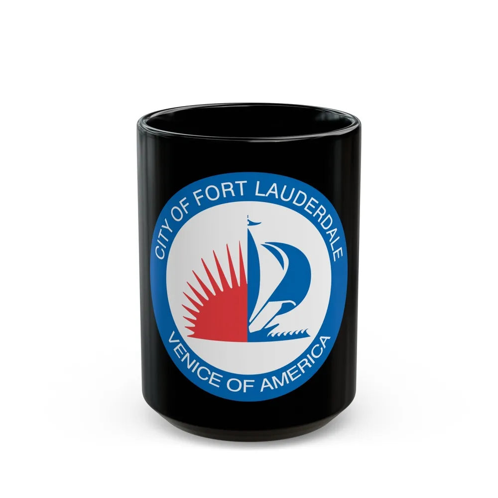 Seal of Fort Lauderdale Florida - Black Coffee Mug-15oz-Go Mug Yourself