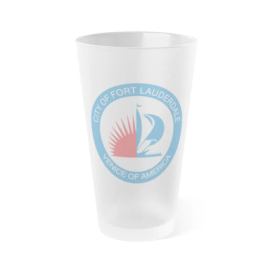 Seal of Fort Lauderdale Florida - Frosted Pint Glass 16oz-16oz-Frosted-Go Mug Yourself