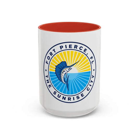 Seal of Fort Pierce Florida - Accent Coffee Mug 15oz Red - Go Mug Yourself