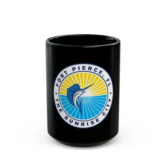 Seal of Fort Pierce Florida - Black Coffee Mug-15oz-Go Mug Yourself