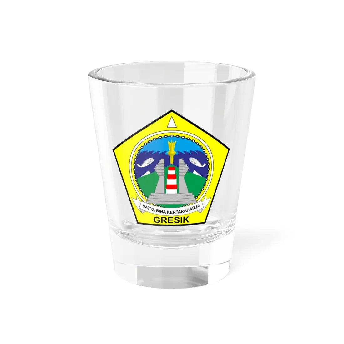 Seal of Gresik Regency (Indonesia) (Coat of Arms) Shot Glass 1.5oz - Go Mug Yourself