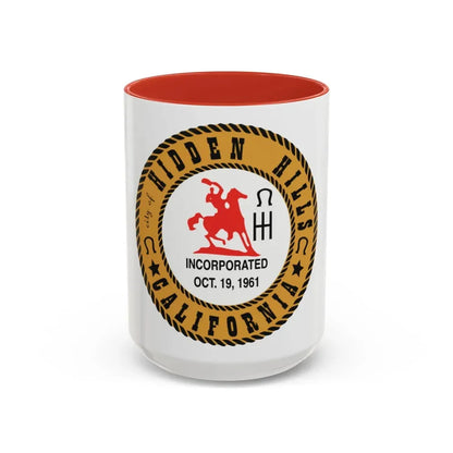 Seal of Hidden Hills California - Accent Coffee Mug 15oz Red - Go Mug Yourself