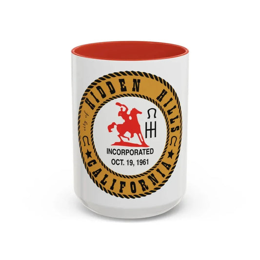 Seal of Hidden Hills California - Accent Coffee Mug 15oz Red - Go Mug Yourself