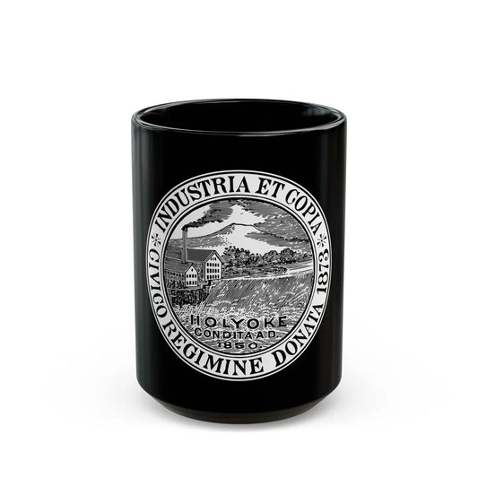 Seal of Holyoke Massachusetts - Black Coffee Mug-15oz-Go Mug Yourself