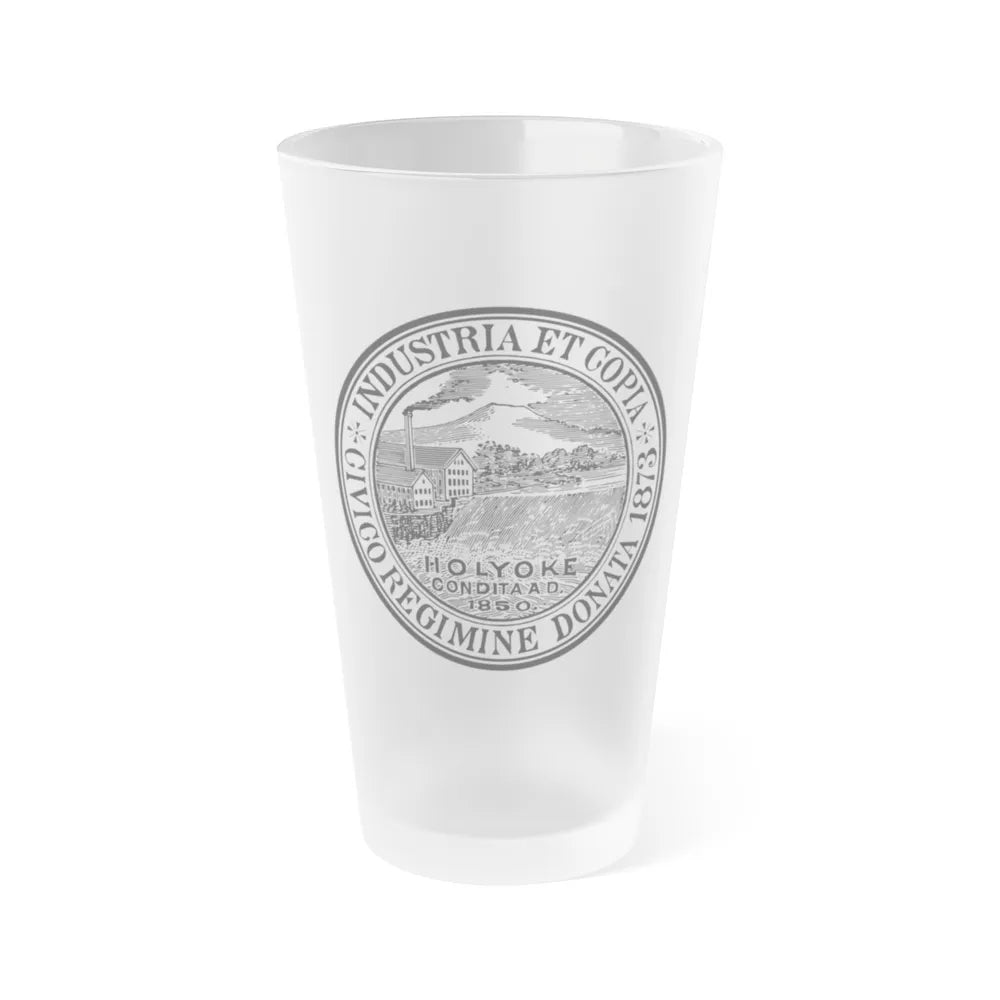 Seal of Holyoke Massachusetts - Frosted Pint Glass 16oz-16oz-Frosted-Go Mug Yourself