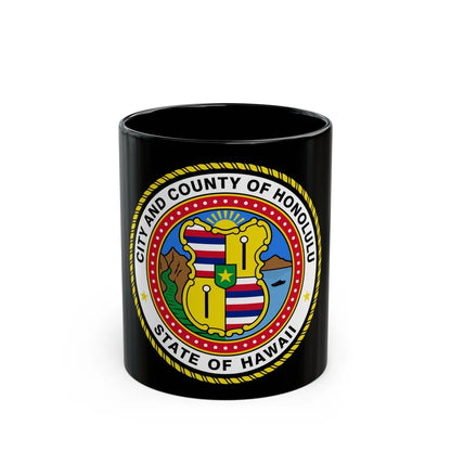 Seal of Honolulu Hawaii - Black Coffee Mug-11oz-Go Mug Yourself