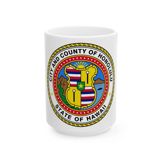 Seal of Honolulu Hawaii - White Coffee Mug-15oz-Go Mug Yourself