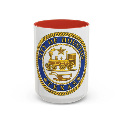 Seal of Houston Texas - Accent Coffee Mug 15oz Red - Go Mug Yourself