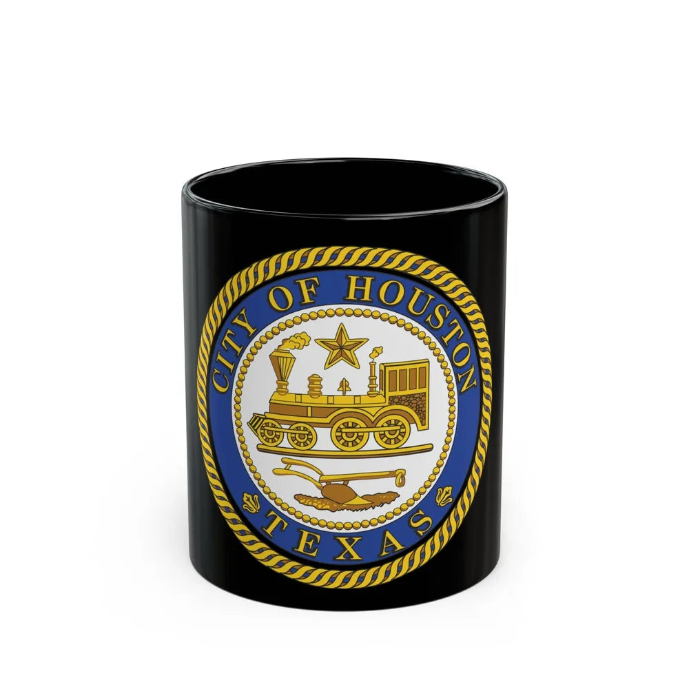 Seal of Houston Texas - Black Coffee Mug-11oz-Go Mug Yourself