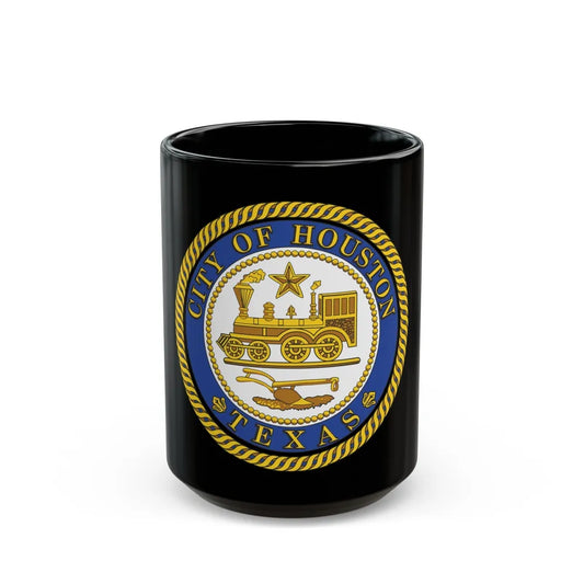 Seal of Houston Texas - Black Coffee Mug-15oz-Go Mug Yourself