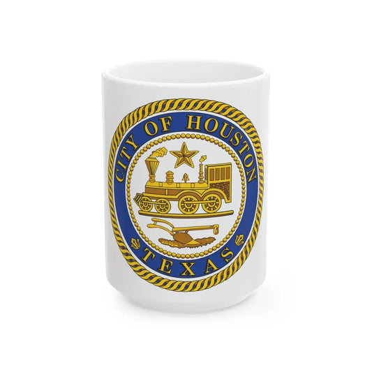 Seal of Houston Texas - White Coffee Mug-15oz-Go Mug Yourself