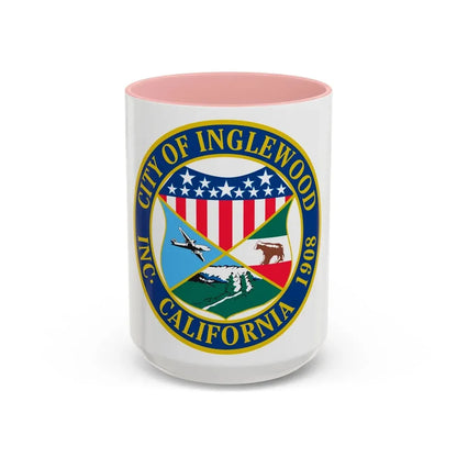 Seal of Inglewood California - Accent Coffee Mug 15oz Pink - Go Mug Yourself