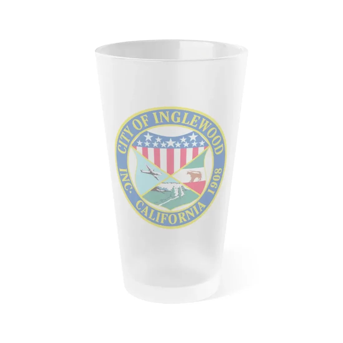 Seal of Inglewood California - Frosted Pint Glass 16oz 16oz Frosted - Go Mug Yourself