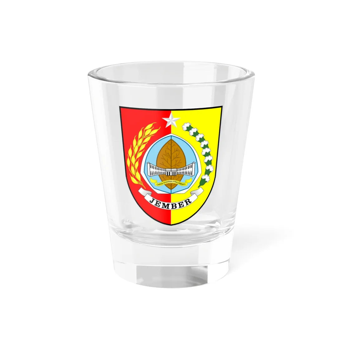Seal of Jember Regency (Indonesia) (Coat of Arms) Shot Glass 1.5oz 1.5oz - Go Mug Yourself