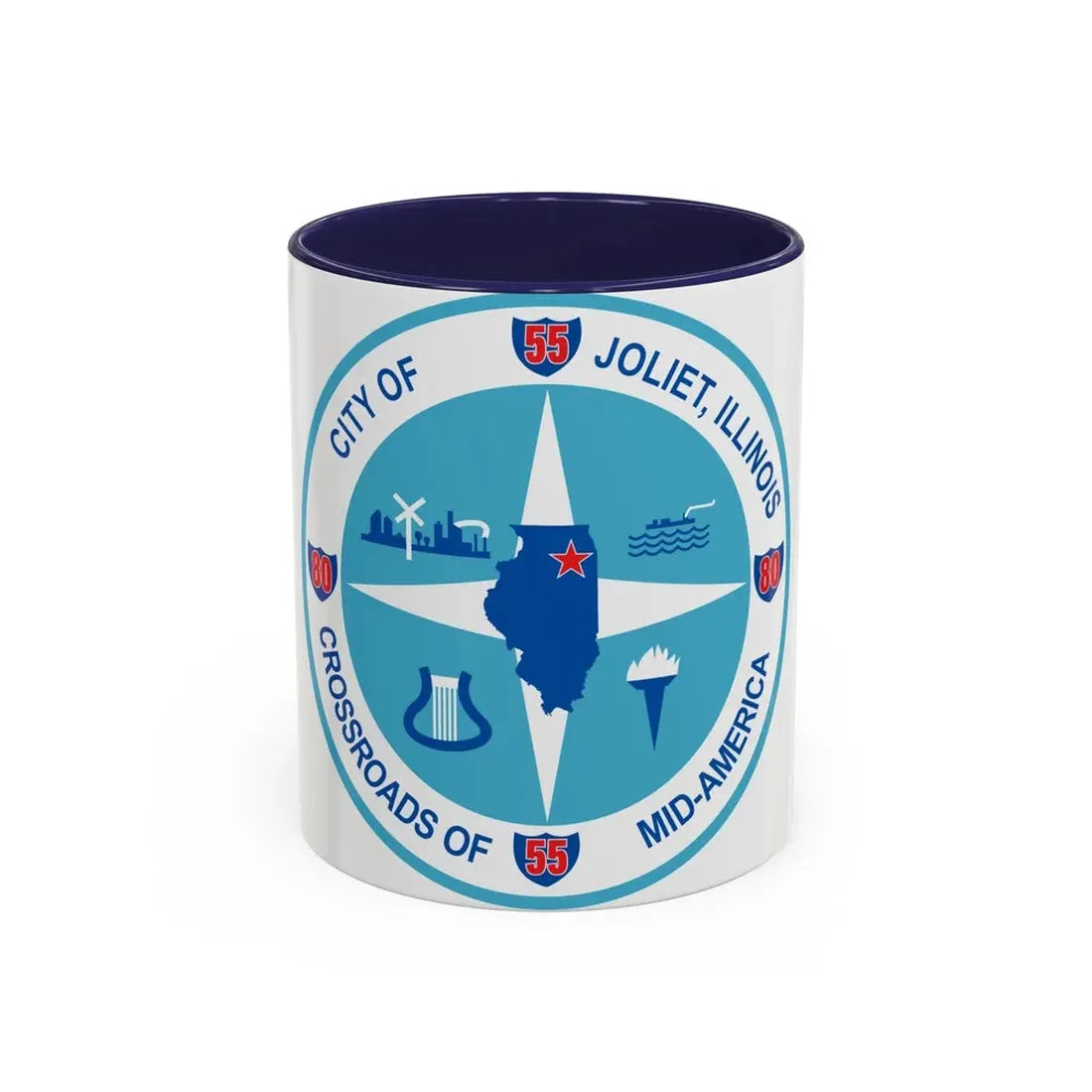 Seal of Joliet Illinois - Accent Coffee Mug 11oz Navy - Go Mug Yourself