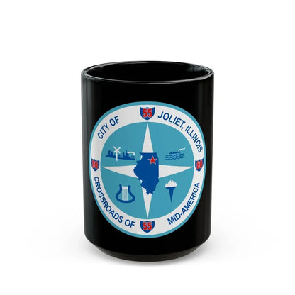 Seal of Joliet Illinois - Black Coffee Mug 15oz - Go Mug Yourself